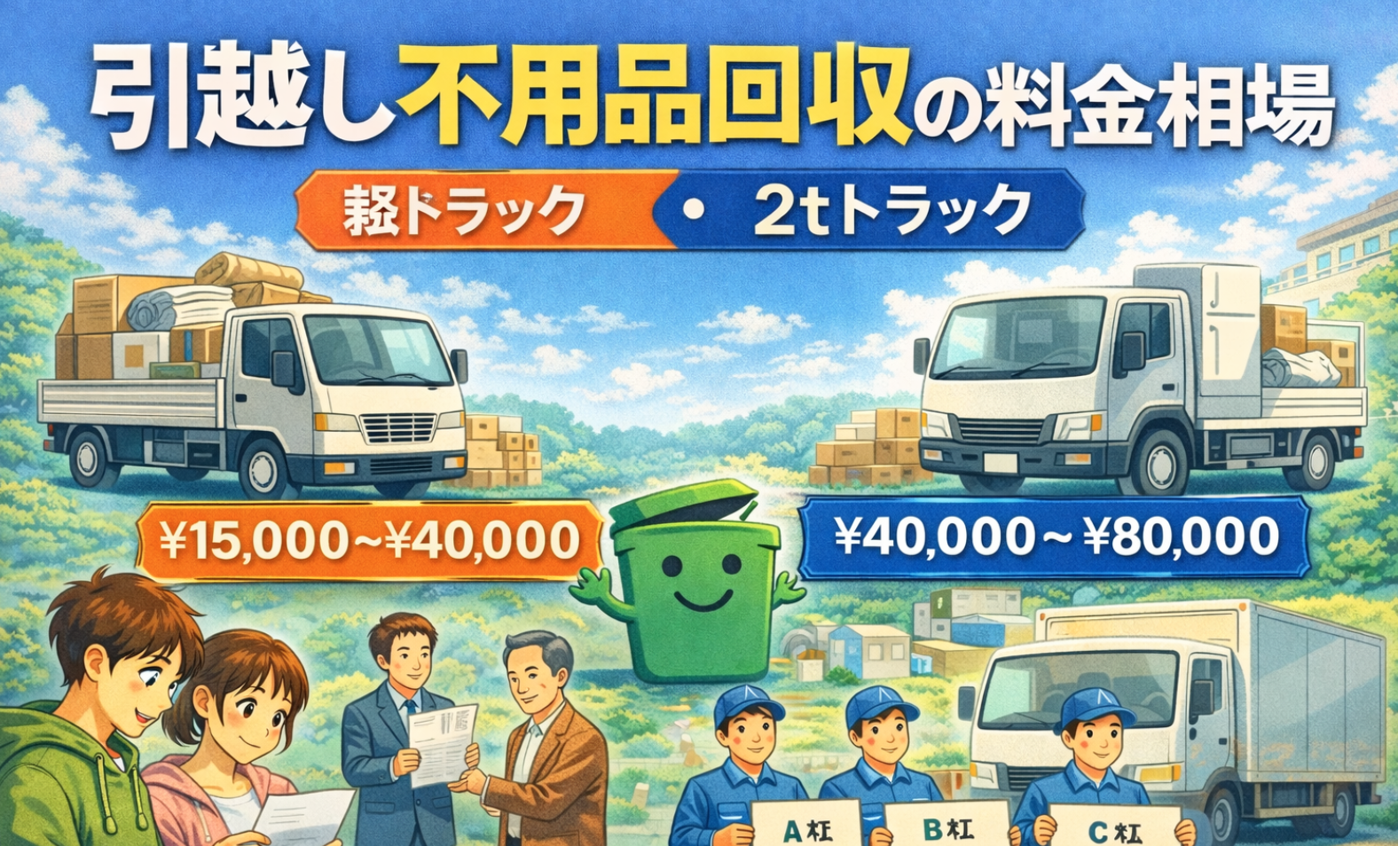 引越し不用品回収の料金相場|軽トラック・2tトラックの費用目安