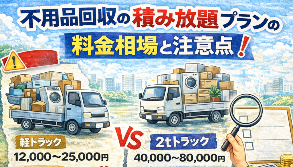 不用品回収の積み放題プランの料金相場と注意点