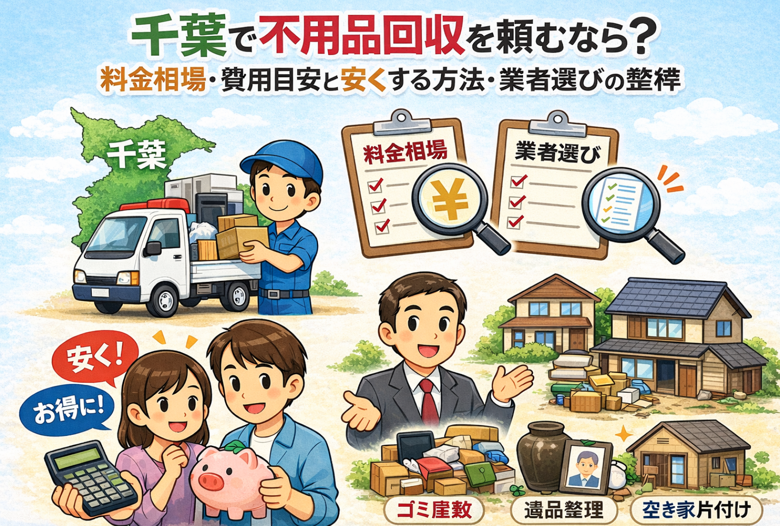 千葉で不用品回収を頼むなら？料金相場・費用目安と安くする方法・業者選びの基準