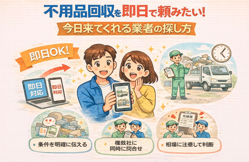 不用品回収を即日で頼みたい！今日来てくれる業者の探し方