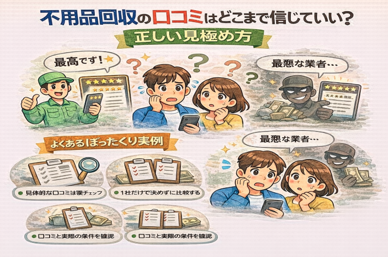 不用品回収の口コミはどこまで信じていい？正しい見極め方
