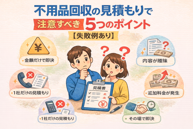 不用品回収の見積もりで注意すべき5つのポイント【失敗例あり】