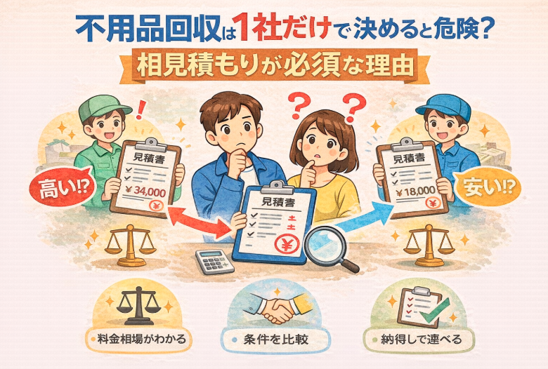 不用品回収は1社だけで決めると危険？相見積もりが必須な理由