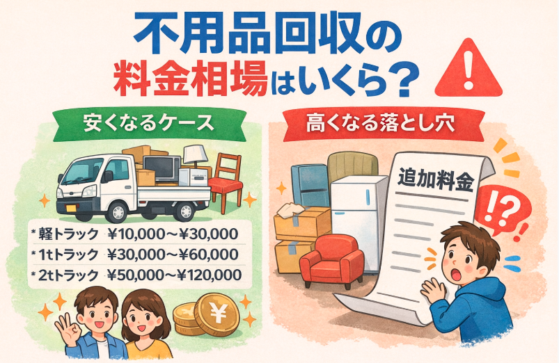 不用品回収の料金相場はいくら？安くなるケースと高くなる落とし穴