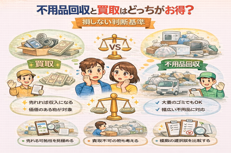 不用品回収と買取はどっちがお得？損しない判断基準