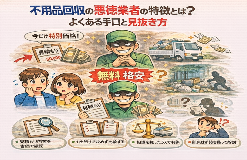 不用品回収の悪徳業者の特徴とは？よくある手口と見抜き方
