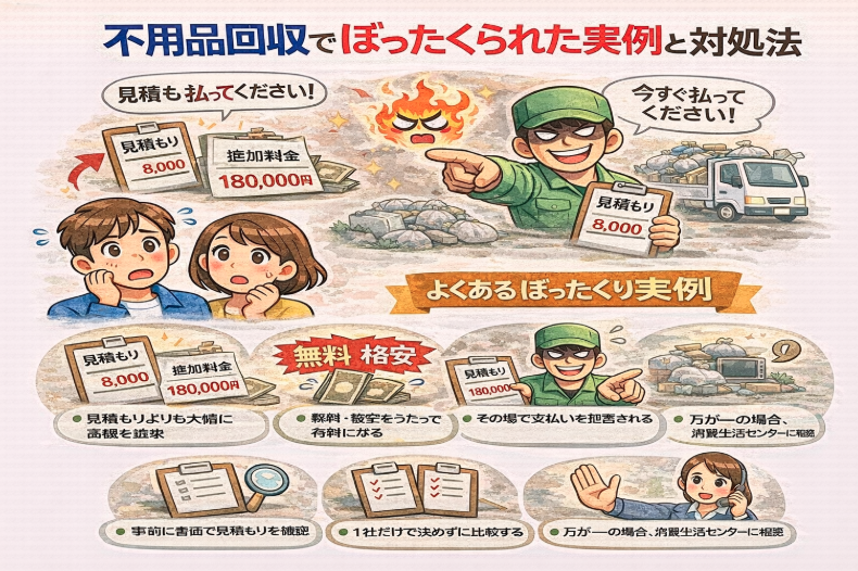 不用品回収でぼったくられた実例と対処法